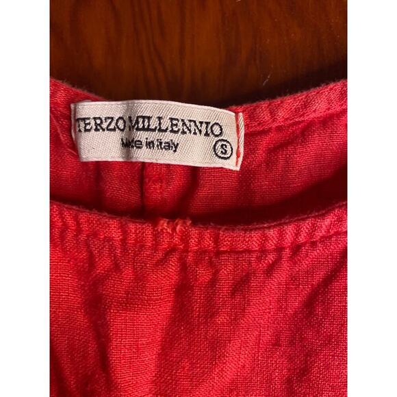 Terri Millennio Flounce Hem Sleeveless Midi Red Linen Dress Small - Picture 4 of 8